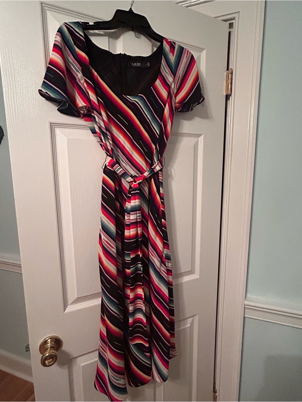 Ralph Lauren Black Multicolor Diagonal Stripe Maxi Dress Only Worn Once